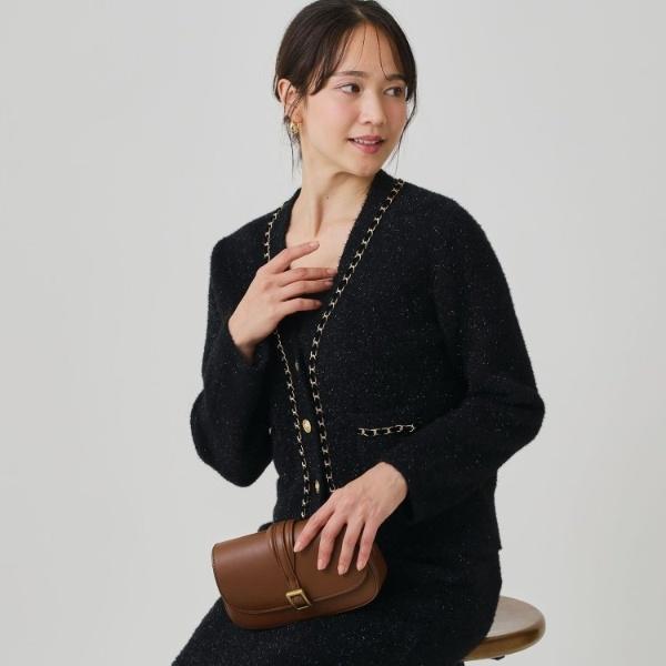 プチローブ petirobe ラメシャギーニットボレロ （モカ）