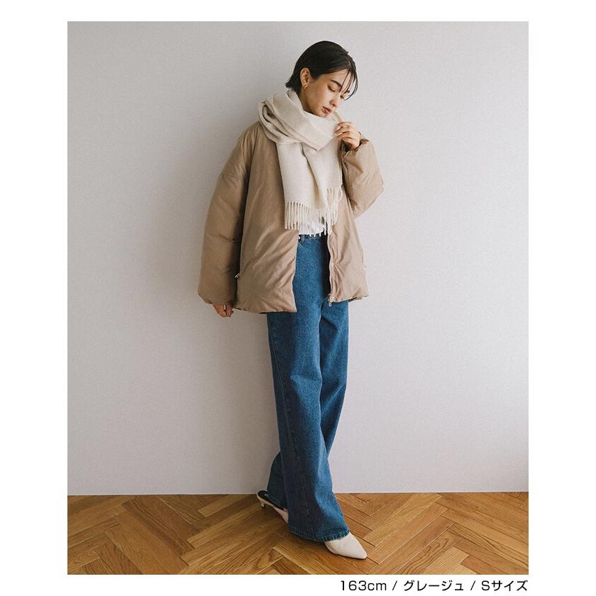 ノーカラー サイドジップ ダウンジャケット evernavy エバーネイビー