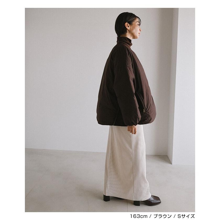 ノーカラー サイドジップ ダウンジャケット evernavy エバーネイビー