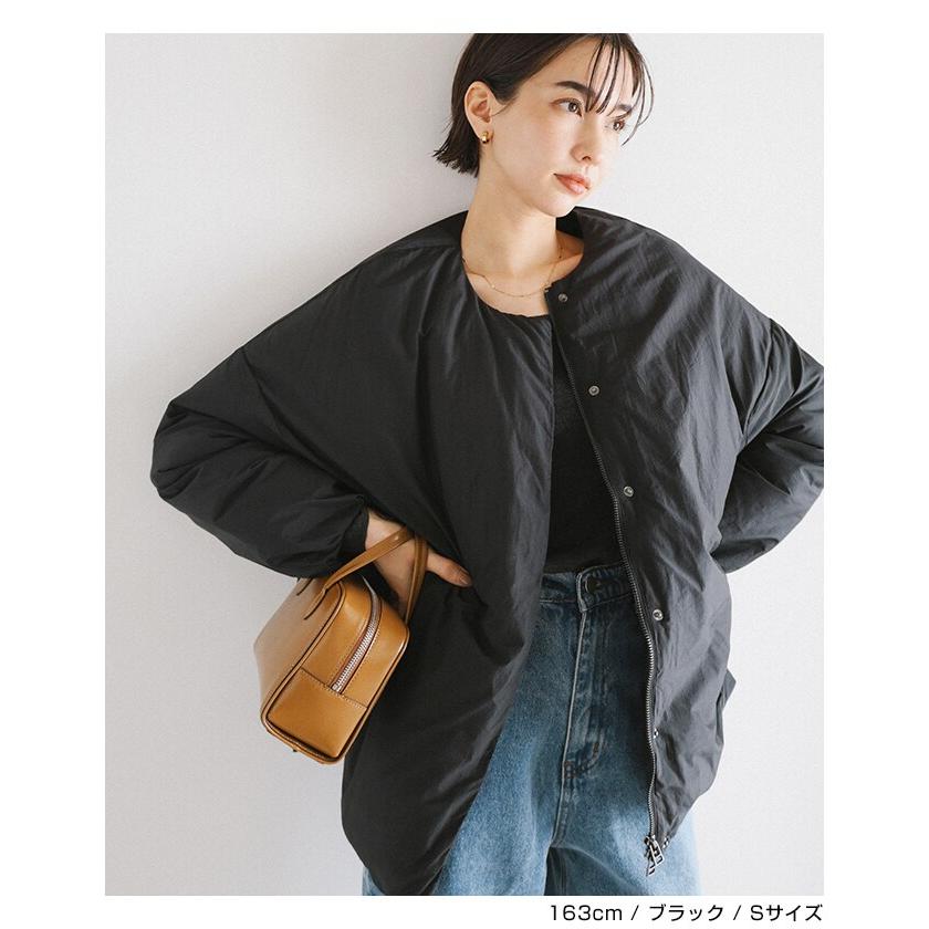 ノーカラー サイドジップ ダウンジャケット evernavy エバーネイビー