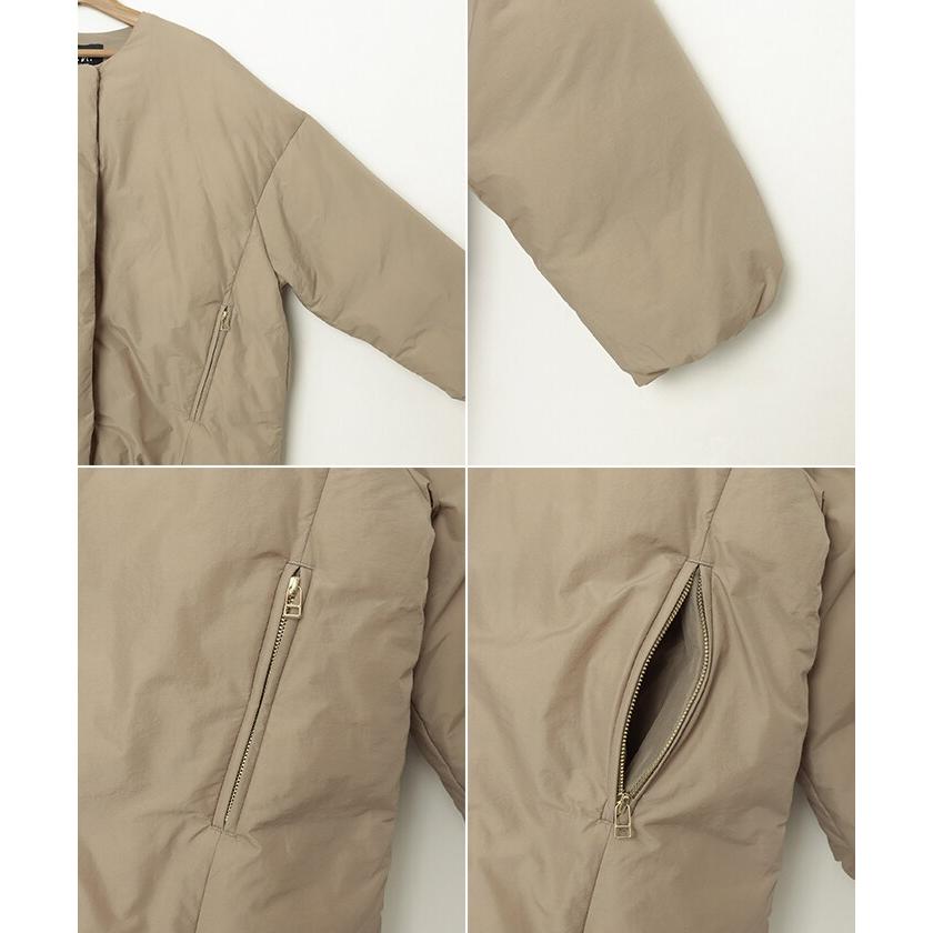 ノーカラー サイドジップ ダウンジャケット evernavy エバーネイビー