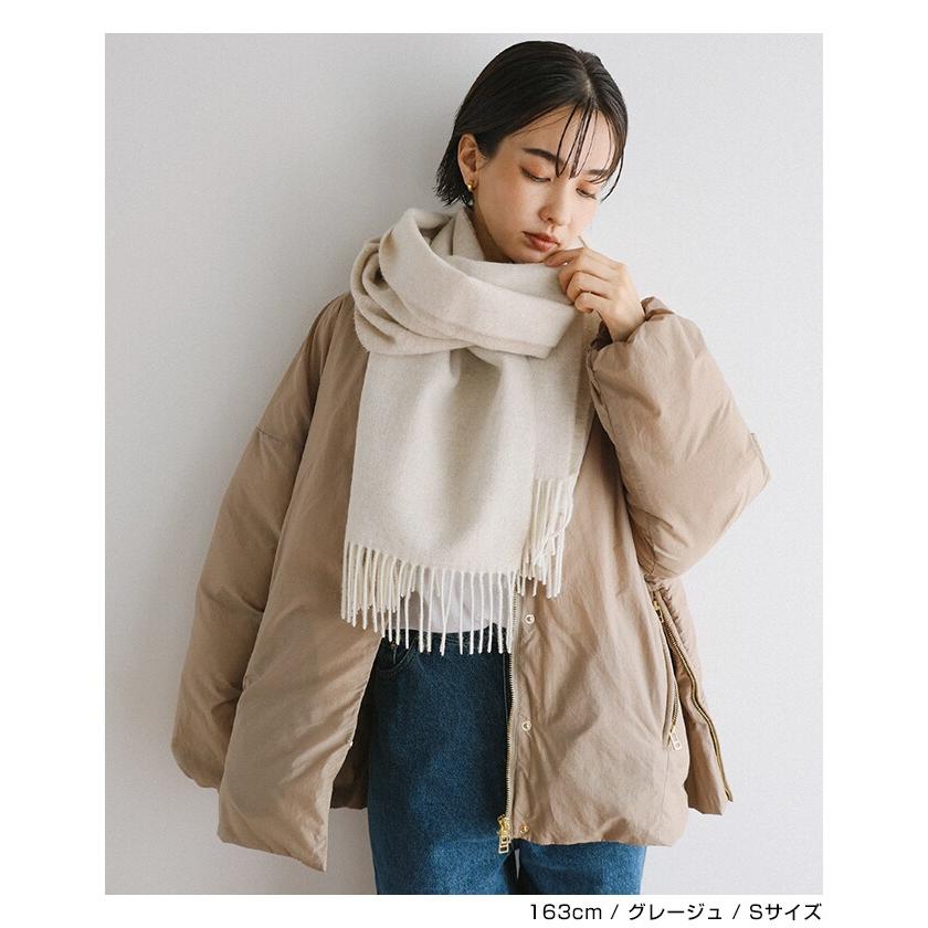 evernavy エバーネイビー ダウンコート ベージュ ノーカラー サイドジップ ダウンジャケット evernavy エバーネイビー