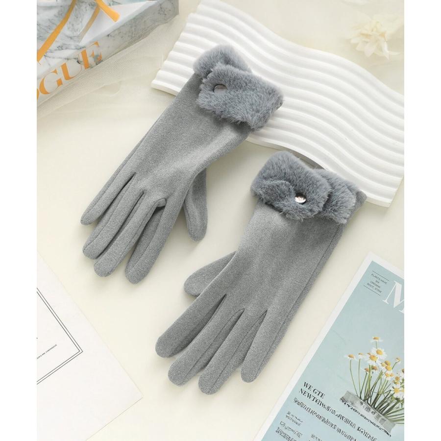 タッチパネル対応ファー付き手袋スエード調 : マルイ(丸井)Yahoo!店