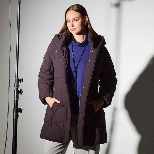 10000円値下げ！　theory フード付き　ダウンコート D．グリーン オールウエザーテックス フード付きハイブリッドダウン