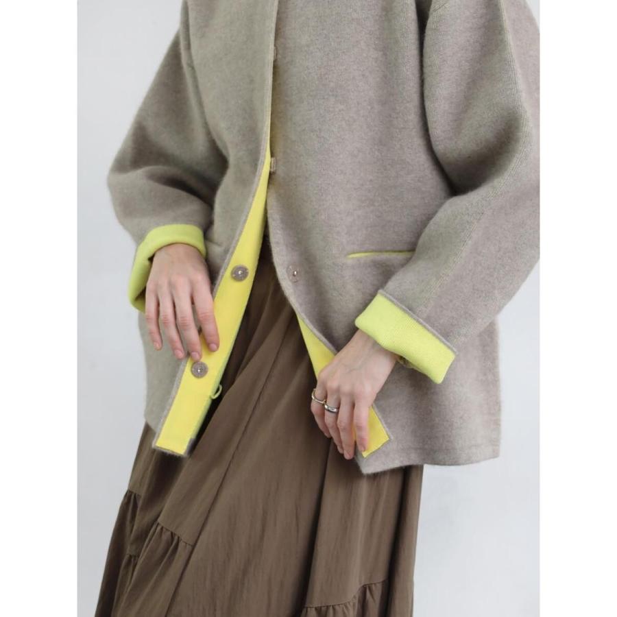 大人気！　ヤマダヤ　Aga+ ラクーン配色カーディガンコート　未使用タグ付 大人気！ ヤマダヤ Aga+ ラクーン配色カーディガンコート 未使用タグ付