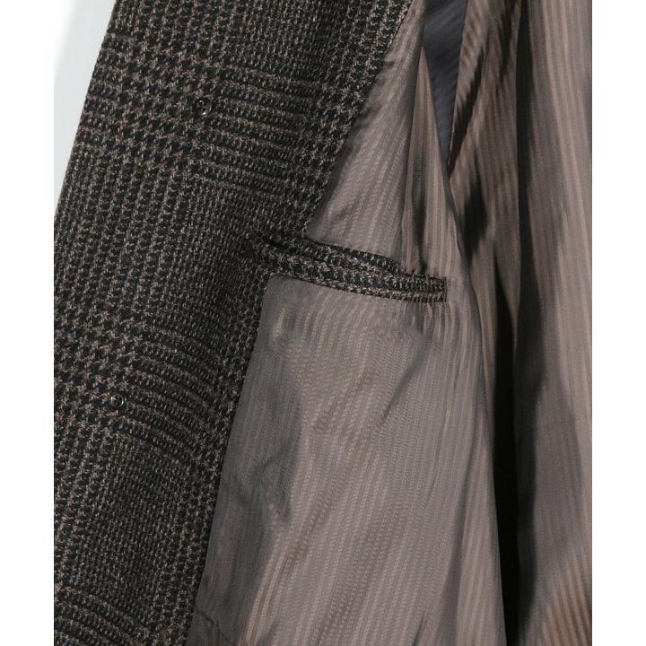 グレンチェックウール ステンカラーコート