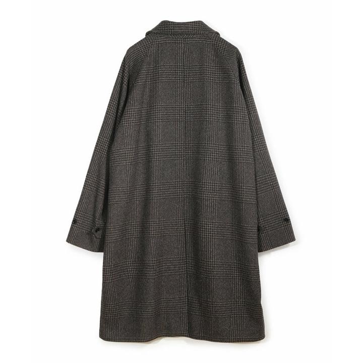 グレンチェックウール ステンカラーコート
