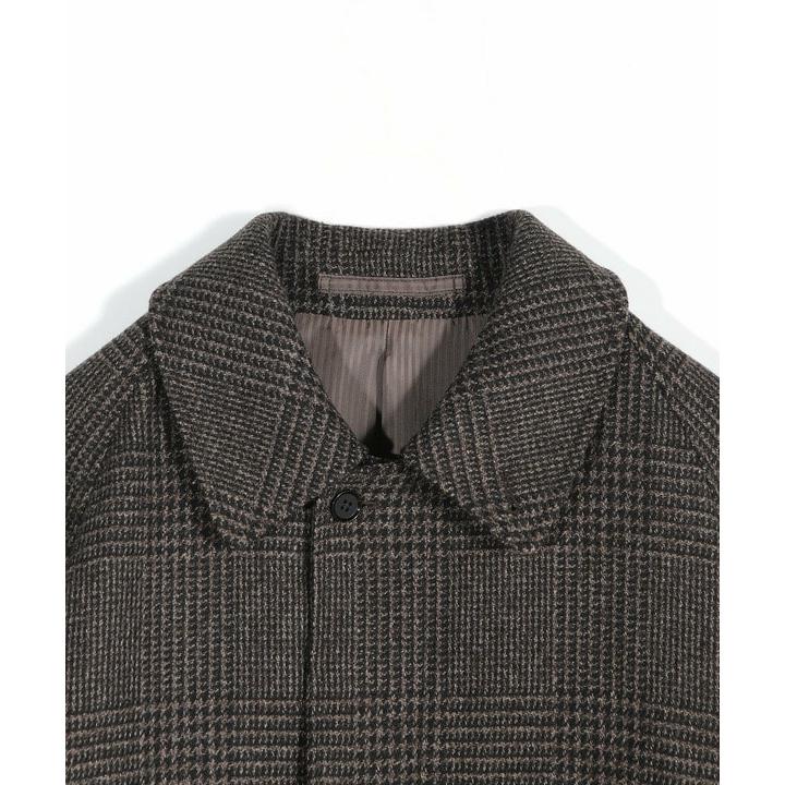 グレンチェックウール ステンカラーコート