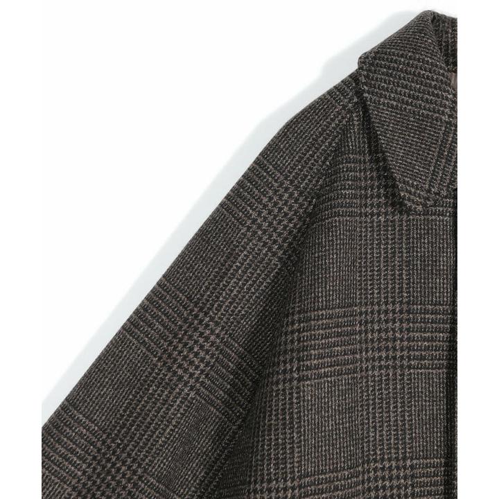 グレンチェックウール ステンカラーコート