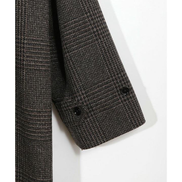 グレンチェックウール ステンカラーコート