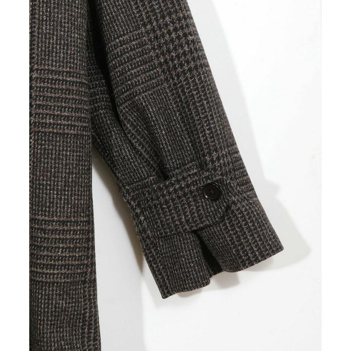 グレンチェックウール ステンカラーコート