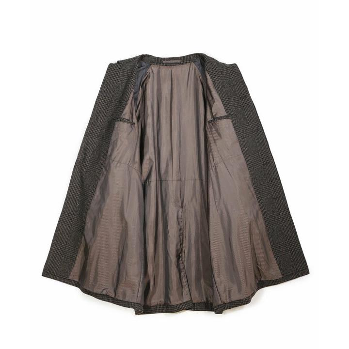 グレンチェックウール ステンカラーコート