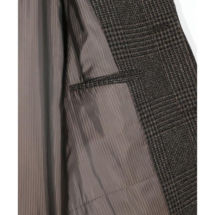 グレンチェックウール ステンカラーコート