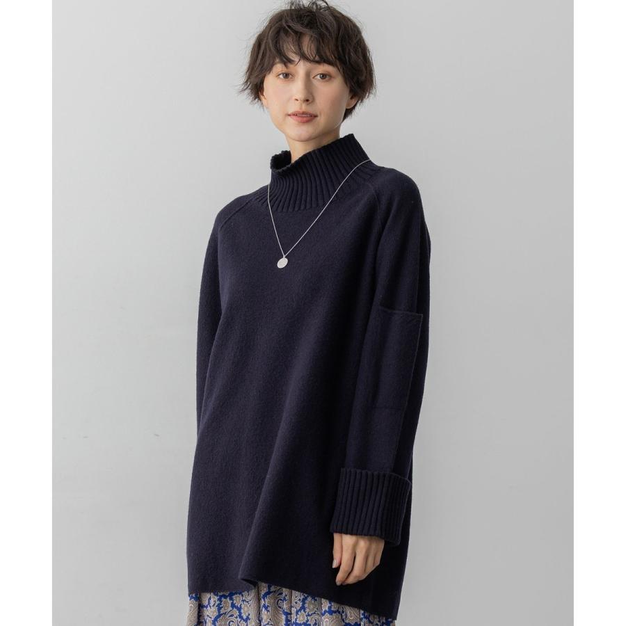 23区【新品タグ付】25AW ボイルドウール ニットチュニック ネイビー 38 23区（ニジュウサンク） 【新色追加】ボイルドウールコンビニット