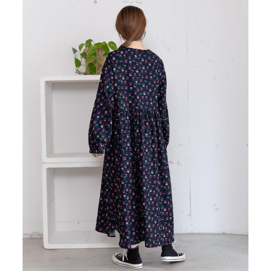 【美品】ドゥロワー Drawer 花柄ワンピース フラワープリントギャザー 麻 POU DOU DOU（プードゥドゥ） フラワープリント切替ギャザーワンピース