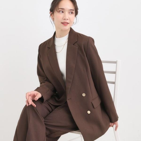 完売品。ダブルジャケット Ｌ　ブラウン 洗えるS-LLセットアップ可】カジュアルからきれいめまで ダブル