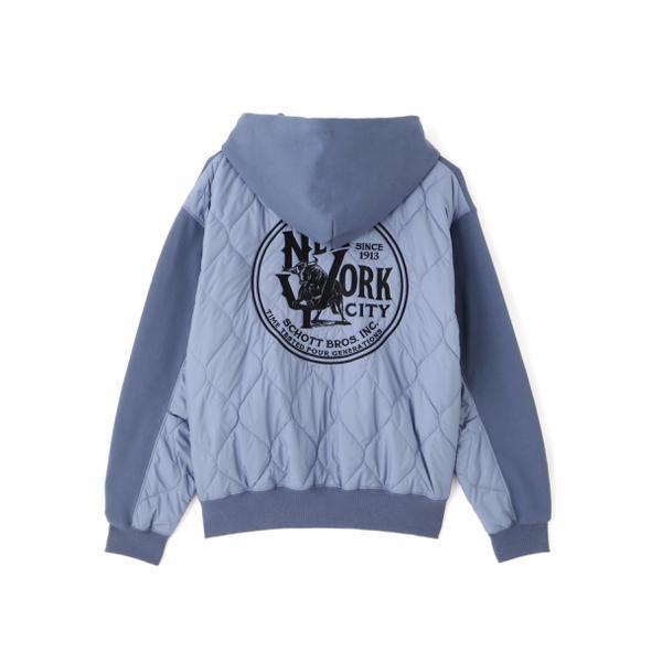 QUILTED COMBI. ZIP HOODED／キルティング コンビ ジップパーカー