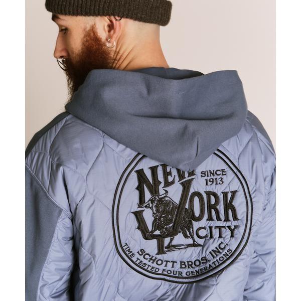 QUILTED COMBI. ZIP HOODED／キルティング コンビ ジップパーカー