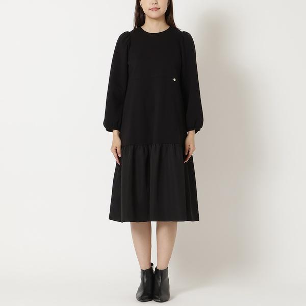 ローズティアラ（Rose Tiara）/【吸湿発熱/保温性】異素材切替ティアードワンピース Rose Tiara（ローズティアラ） 【吸湿発熱/保温性】異素材切替