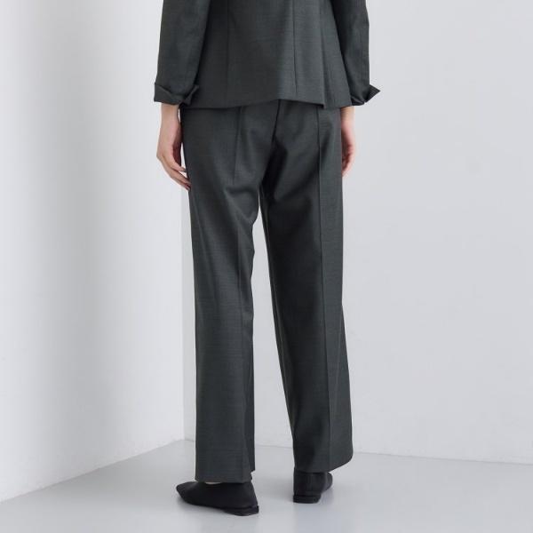 【未使用】ジバンシー パンツスーツ ワイドパンツ ステッチ ウール シルクM INDIVI（インディヴィ） 【日本製／スーツ／通勤】シルクウール