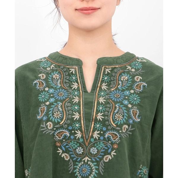 チチカカ（TITICACA） Rico ペイズリー刺繍コーデュロイプルオーバー