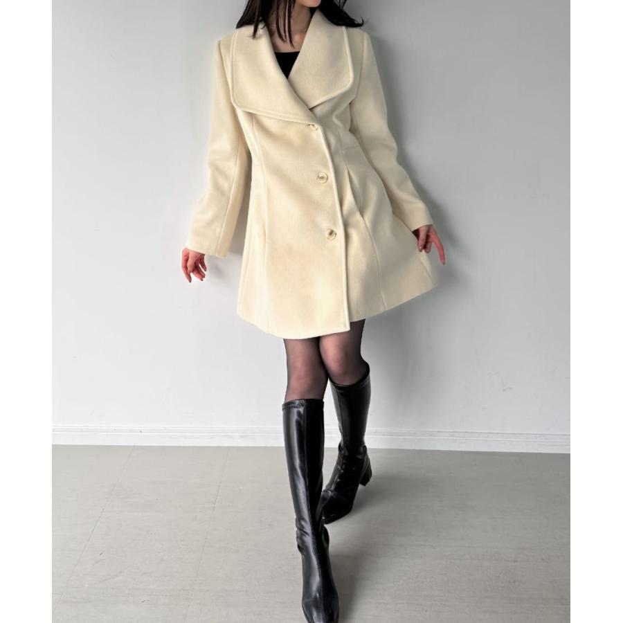 JUNOAH（ジュノア） ショールカラーミドル丈ウエストシェイプフレア