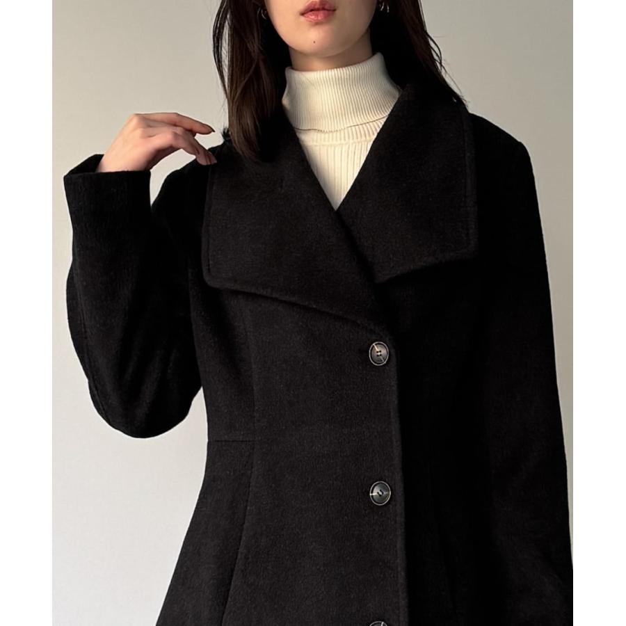 JUNOAH（ジュノア） ショールカラーミドル丈ウエストシェイプフレア