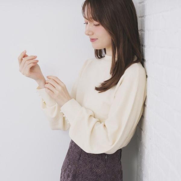 index（インデックス） ふんわりボトルネックパフスリーブニット【洗濯