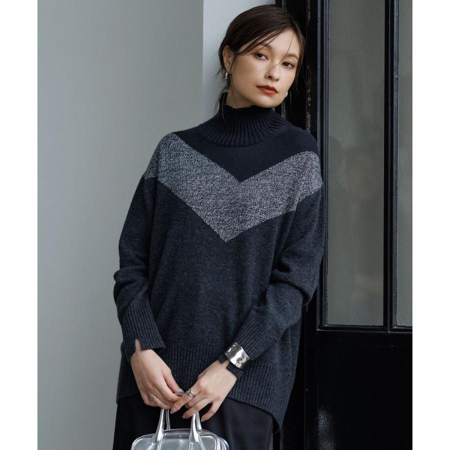 ICB（アイシービー） ソフトカシミヤミックス インターシャ ハイネック