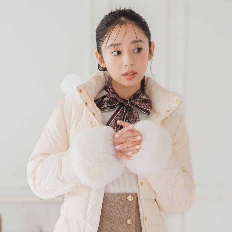 新品未使用　Misch Masch フード付きロングダウンジャケット Sサイズ セール】2025秋冬新作 スタンドネックフードロングダウン（ダウン
