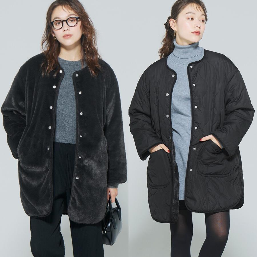 coca（コカ） ウォッシャブル リバーシブルファーキルティングミドル