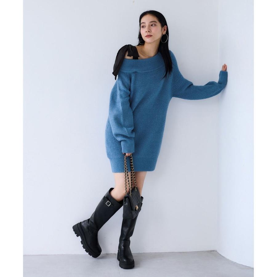 VIS（ビス） 肩リボンミニ丈ニットワンピース/2WAY : マルイ(丸井