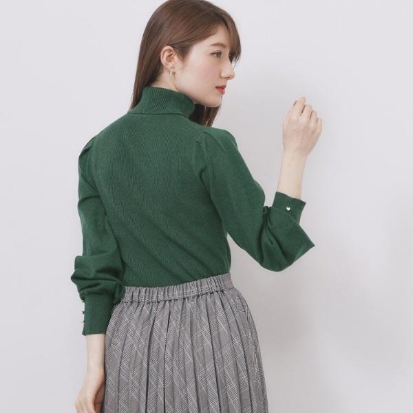 index（インデックス） タートルネックタックパフスリーブニット【洗濯