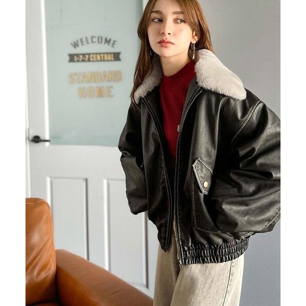 mily bilet】ファー襟取り外し可能◎ヴィンテージライクダメージ