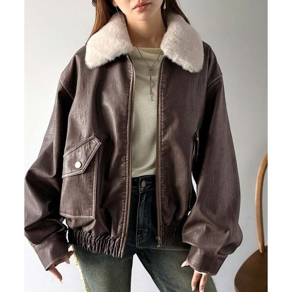 mily bilet】ファー襟取り外し可能◎ヴィンテージライクダメージ