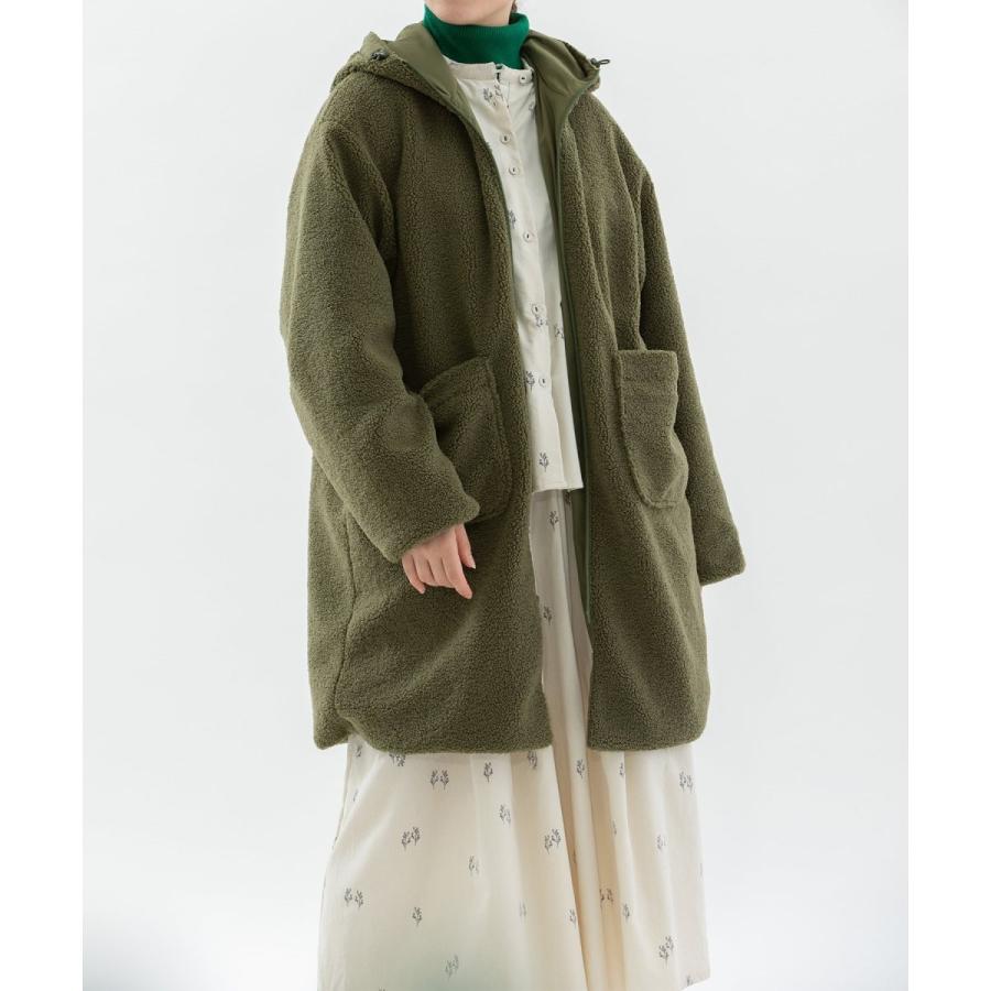 ノップドゥノッド（nop de nod）/ナイロンタフタ×フリースボアリバーシブルフードコート nop de nod（ノップドゥノッド） ナイロンタフタ×フリースボア