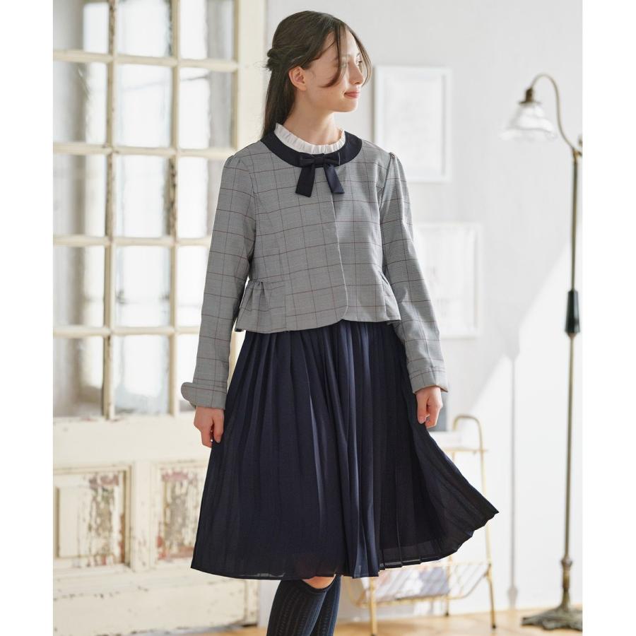 新品　160★組曲★卒服　グレンチェックジャケット&プリーツワンピース セット 組曲（KUMIKYOKU） 【150-170cm】グレンチェックジャケット＆プリーツ