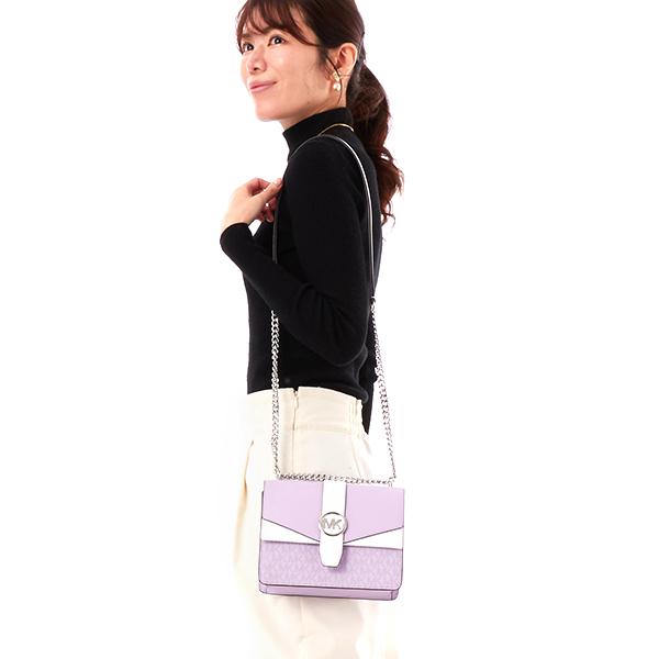 未使用に近いMICHAEL KORS 2WAY ハンドバッグ パープル ホワイト MICHAEL KORS（マイケルコース） GREENWICH カラーブロック フラップ