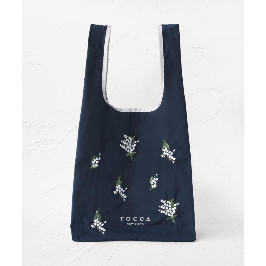 TOCCA ネイビー かごバッグ フラワー装飾 TOCCA（トッカ） 【A4サイズ対応・一部カラー撥水】BOUQUET DE REVE