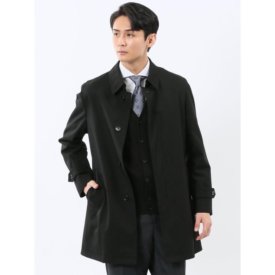 タカキュー（TAKA−Q）/【表地ストレッチ 撥水】タカキュー ステンカラーコート ヘリンボン黒 TAKA-Q（タカキュー） 【表地ストレッチ 撥水】タカキュー ステン