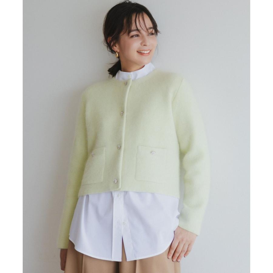 ブラウンファー・ニットジャケット 組曲（KUMIKYOKU） 【加藤ローサさん着用】フラッフィーファーニット