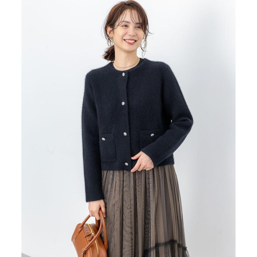 ブラウンファー・ニットジャケット 組曲（KUMIKYOKU） 【加藤ローサさん着用】フラッフィーファーニット