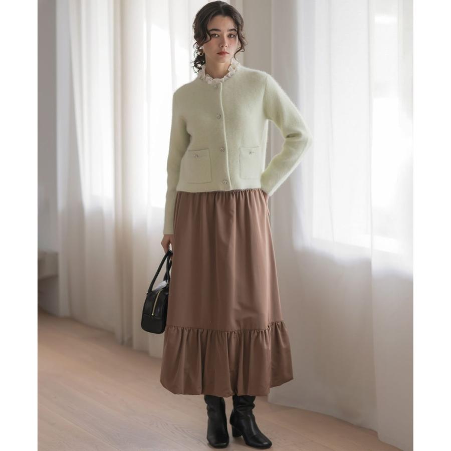 ブラウンファー・ニットジャケット 組曲（KUMIKYOKU） 【加藤ローサさん着用】フラッフィーファーニット