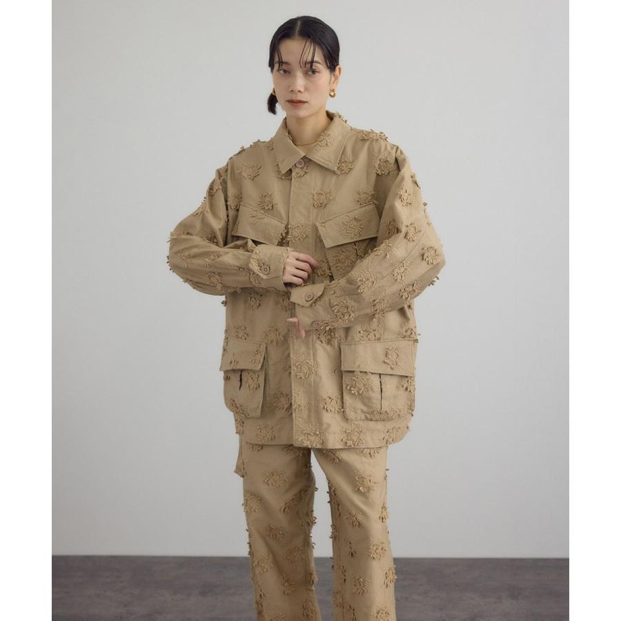 crinkle crinkle crinkle】3Dエンブロイダリーミリタリーシャツ