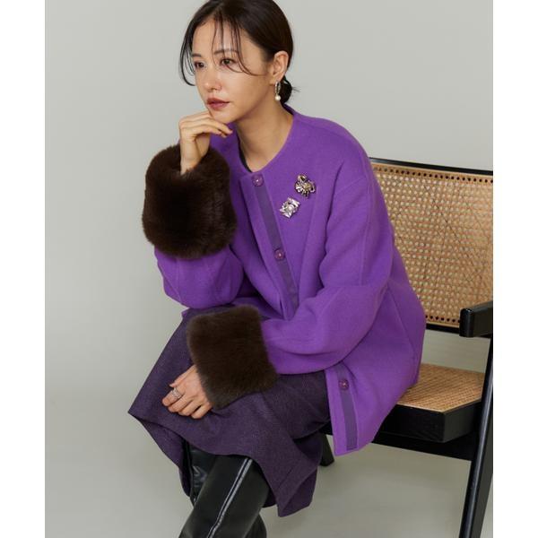 《45th限定企画》ファー付きクルーネックリバーコート
