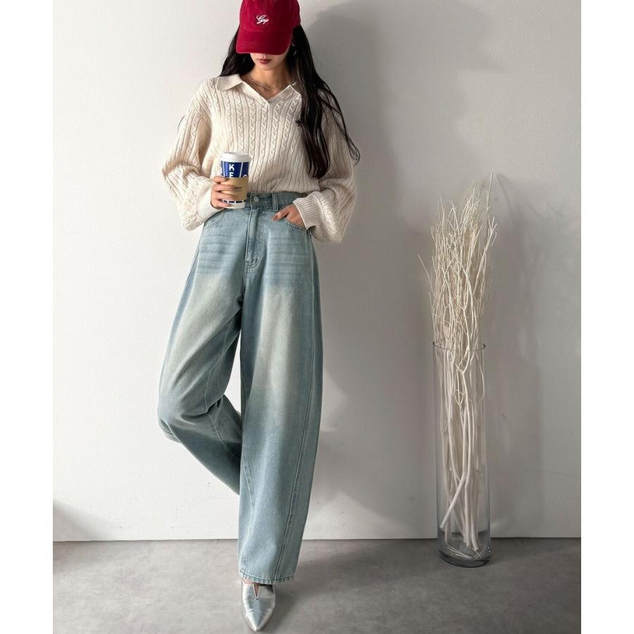 【まる様　完売品】JENNEシンプルスラックスシルエットデニムMインディゴ まる様 完売品】JENNEシンプルスラックスシルエットデニムMインディゴ