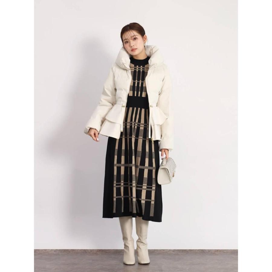 希少【未使用極美品】FENNEL ウエストシェイプロングダウン ファー ペプラム フェンネル FENNEL フレアペプラムダウンコート （チャコールグレー