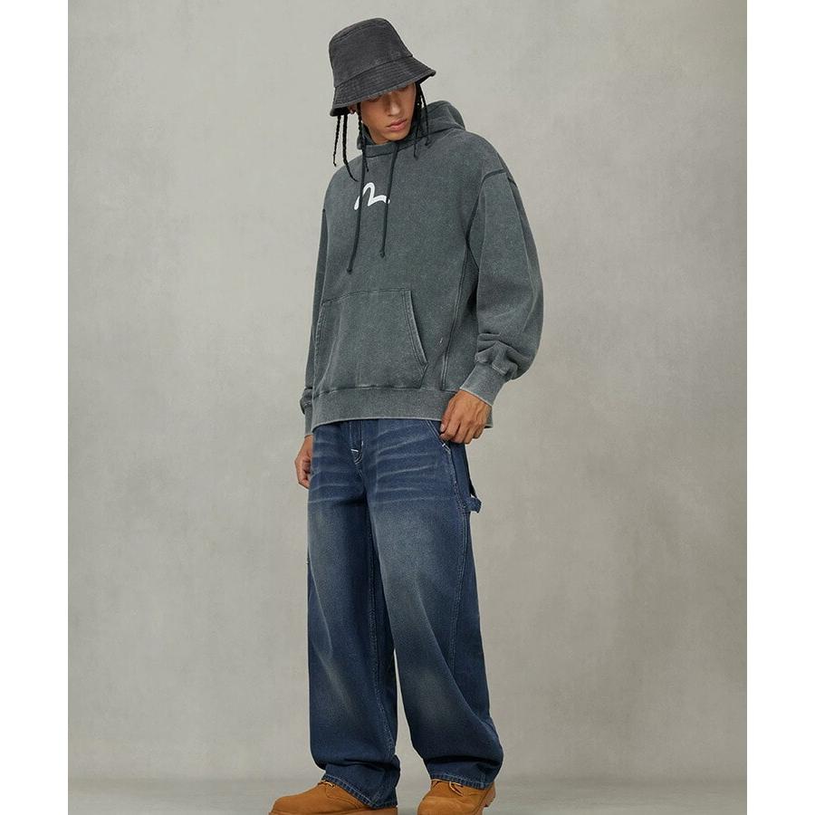 STYLISE 【EVISU】HEAVY WEIGHT RIB PANEL HOODIE ライトグレー