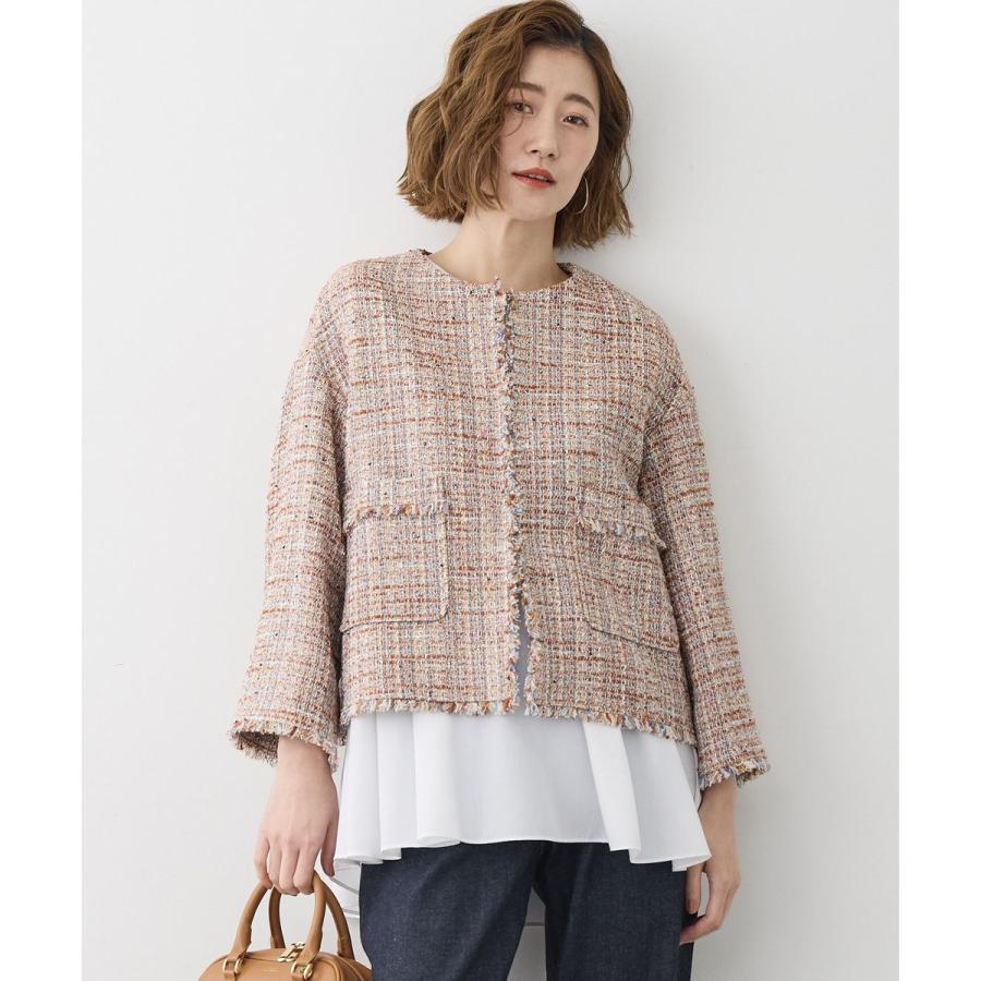 23区（ニジュウサンク） GIOLICAツイード ノーカラー ジャケット