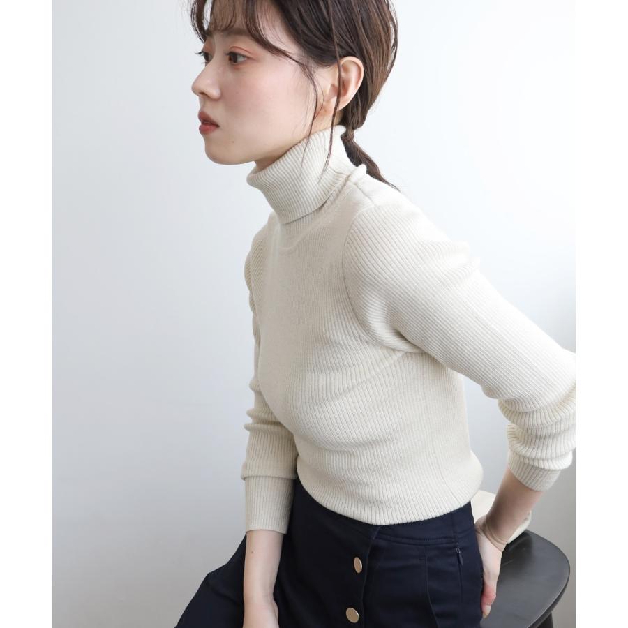 le.coeur blanc（ルクールブラン） 《手洗い可能》リブタートルネック